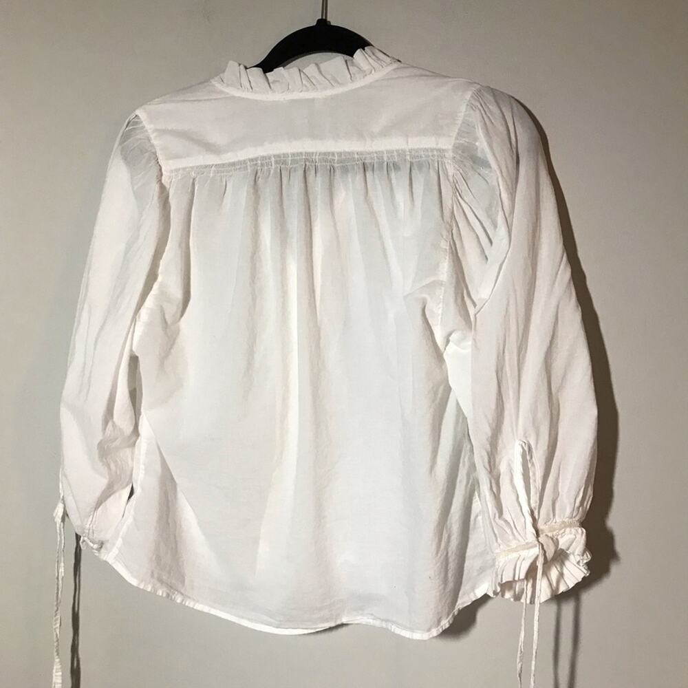 Sundance Peasant Boho White Button Up Cotton Blou… - image 2